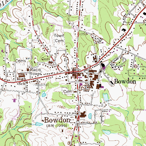 Topographic Map of City of Bowdon, GA