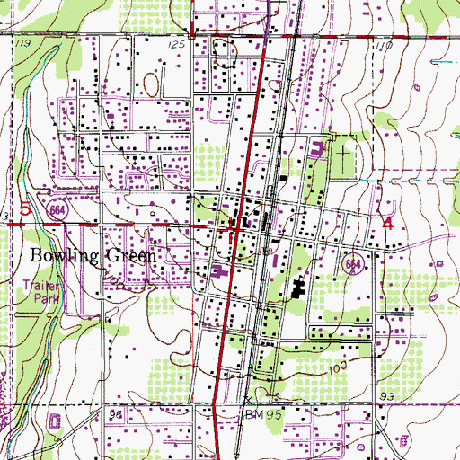 Topographic Map of City of Bowling Green, FL