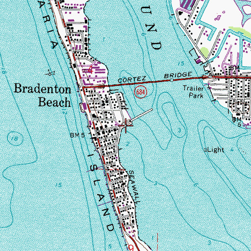 Topographic Map of City of Bradenton Beach, FL