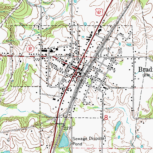 Topographic Map of City of Bradford, AR