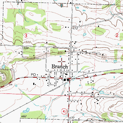Topographic Map of City of Branch, AR