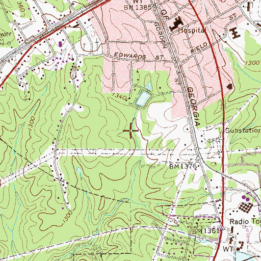 Topographic Map of City of Bremen, GA
