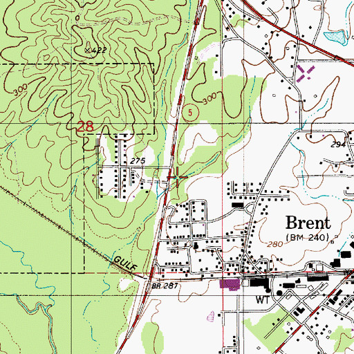 Topographic Map of City of Brent, AL