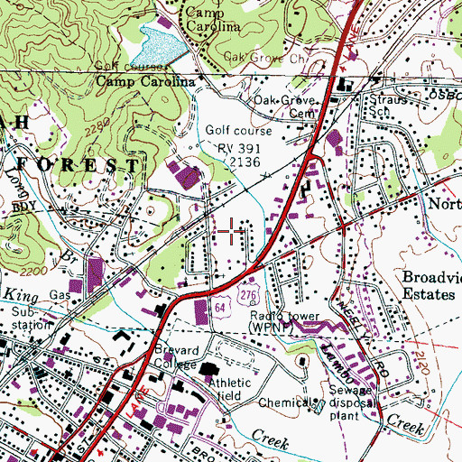 Topographic Map of City of Brevard, NC