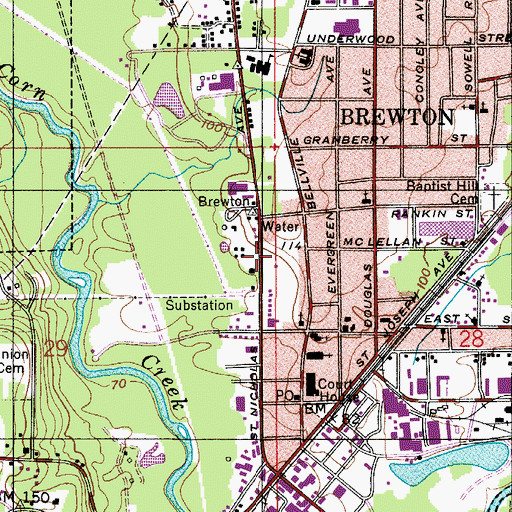 Topographic Map of City of Brewton, AL