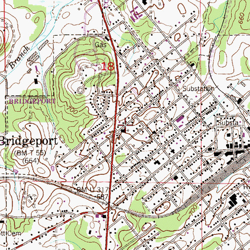 Topographic Map of City of Bridgeport, AL