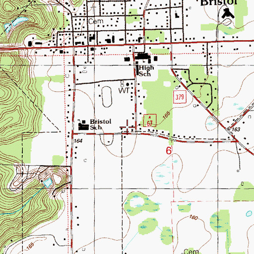 Topographic Map of City of Bristol, FL