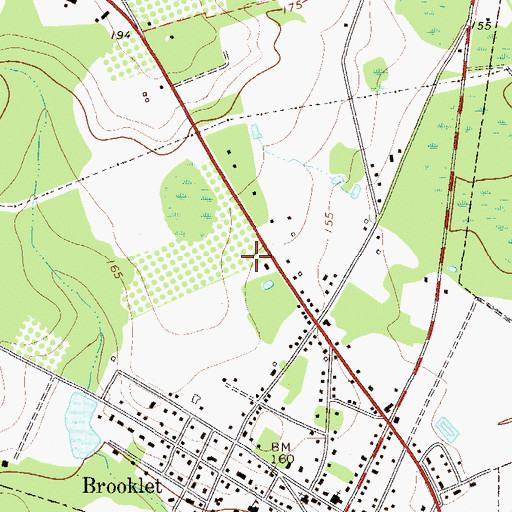 Topographic Map of City of Brooklet, GA