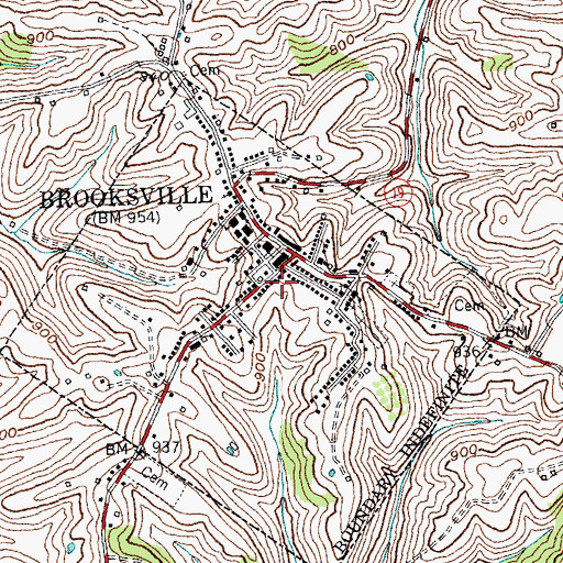 Topographic Map of City of Brooksville, KY