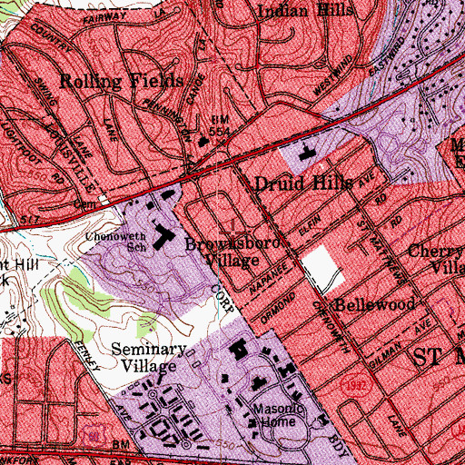 Topographic Map of City of Brownsboro Village, KY
