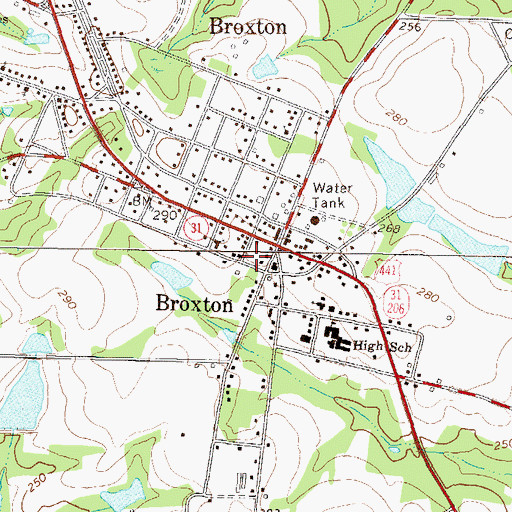 Topographic Map of City of Broxton, GA