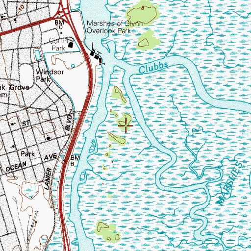 Topographic Map of City of Brunswick, GA