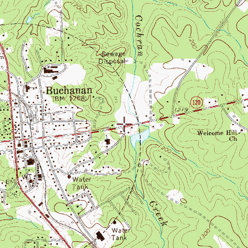 Topographic Map of City of Buchanan, GA