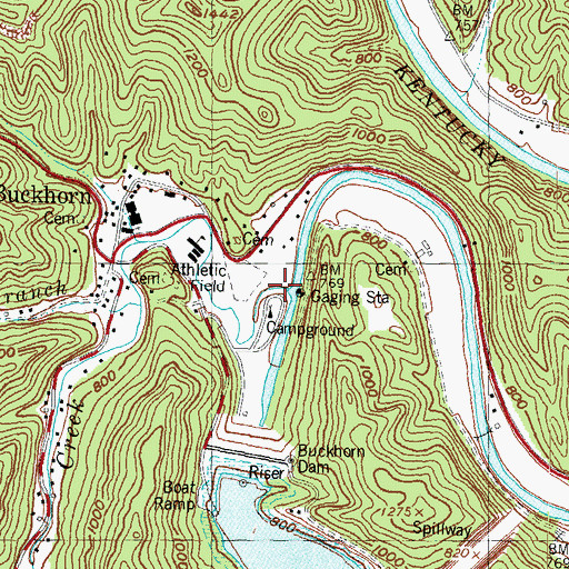 Topographic Map of City of Buckhorn, KY