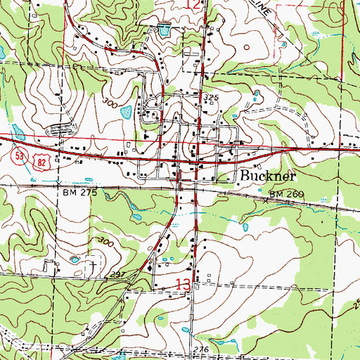 Topographic Map of City of Buckner, AR