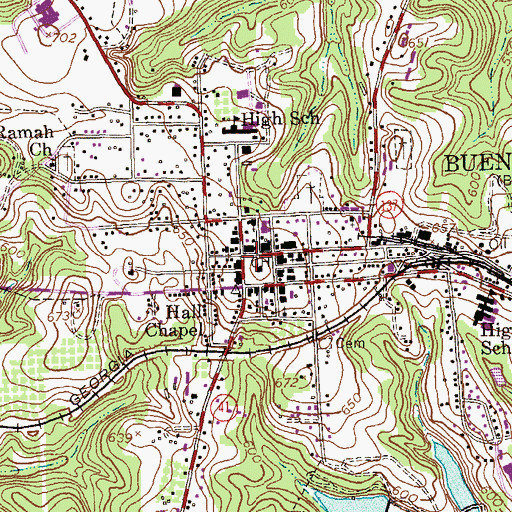 Topographic Map of City of Buena Vista, GA
