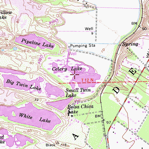 Topographic Map of Celery Lake, CA