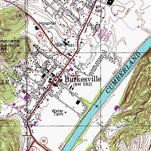 Topographic Map of City of Burkesville, KY