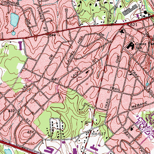 Topographic Map of City of Burlington, NC