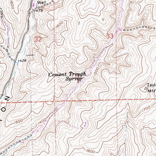 Topographic Map of Cement Trough Spring, CA