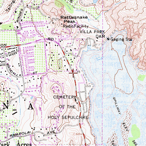 Topographic Map of Holy Sepulcher Cemetery, CA