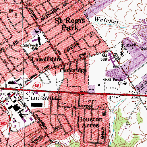 Topographic Map of City of Cambridge, KY