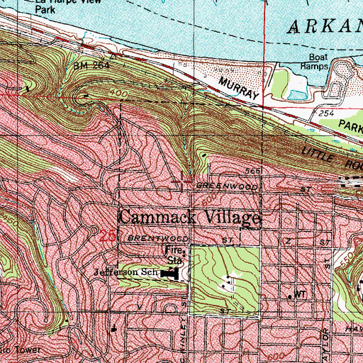 Topographic Map of City of Cammack Village, AR