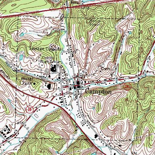 Topographic Map of City of Campton, KY