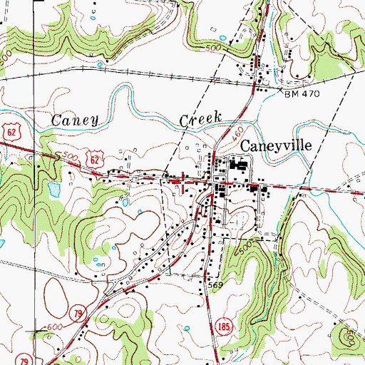 Topographic Map of City of Caneyville, KY