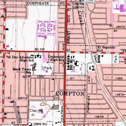Topographic Map of Centennial High School, CA