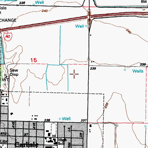 Topographic Map of City of Carlisle, AR