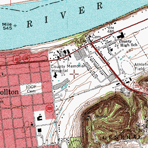 Topographic Map of City of Carrollton, KY