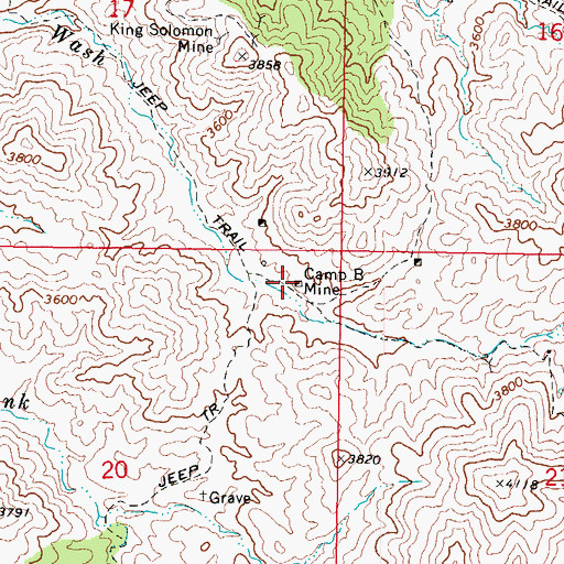 Topographic Map of Camp B Mine, AZ