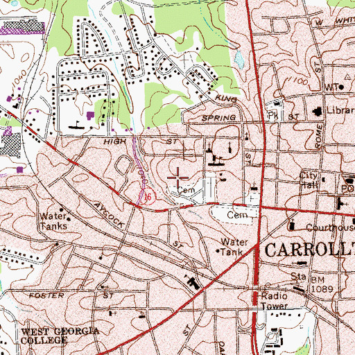 Topographic Map of City of Carrollton, GA