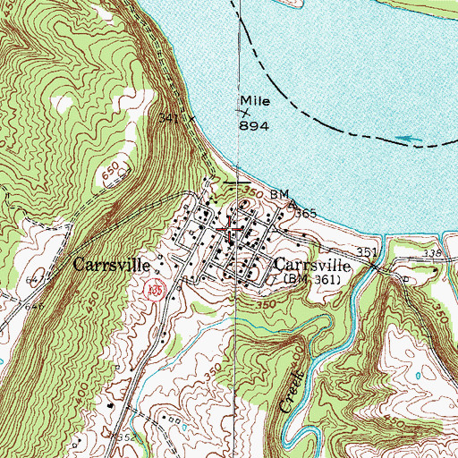 Topographic Map of City of Carrsville, KY