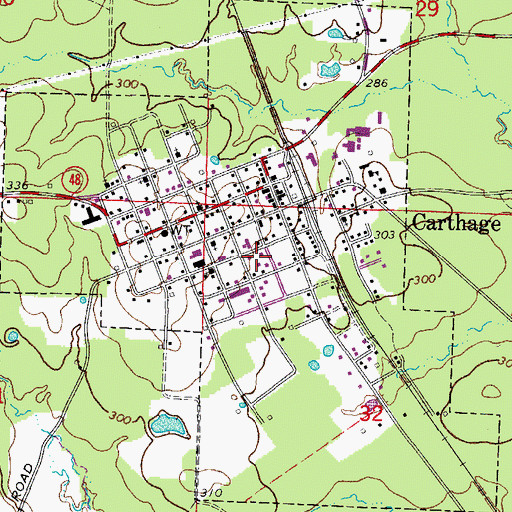 Topographic Map of City of Carthage, AR