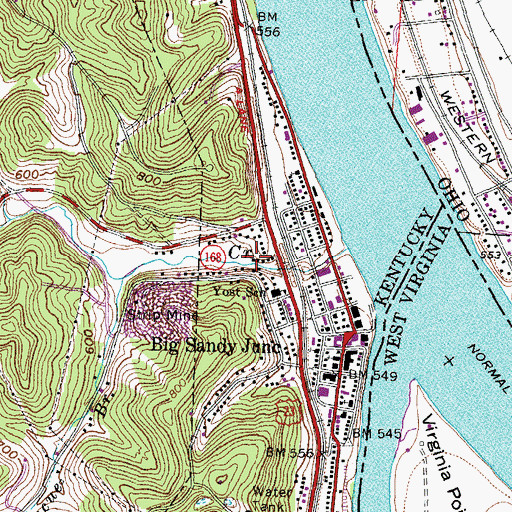 Topographic Map of City of Catlettsburg, KY