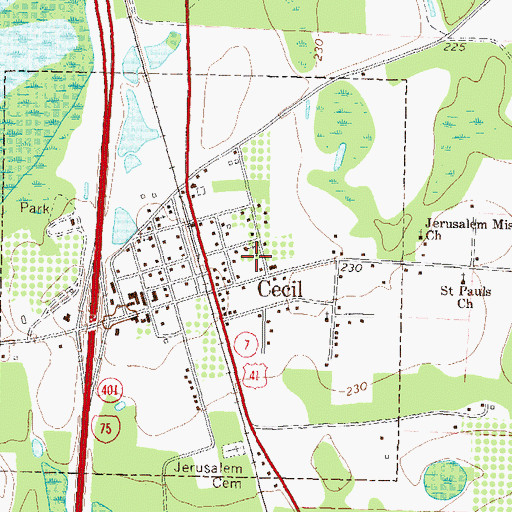 Topographic Map of City of Cecil, GA