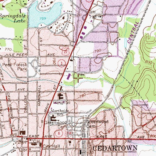 Topographic Map of City of Cedartown, GA