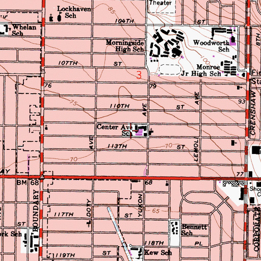 Topographic Map of Worthington Elementary School, CA