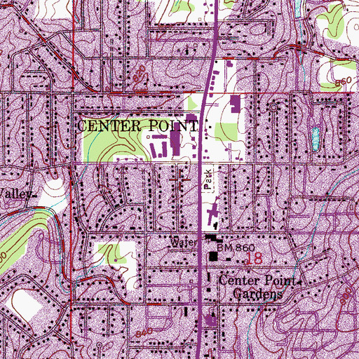 Topographic Map of City of Center Point, AL