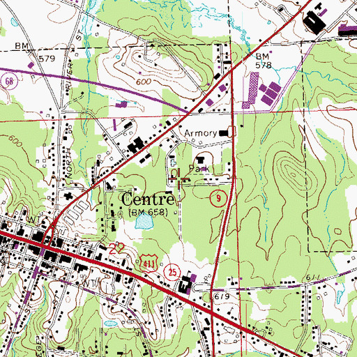 Topographic Map of City of Centre, AL