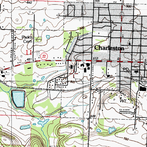 Topographic Map of City of Charleston, AR