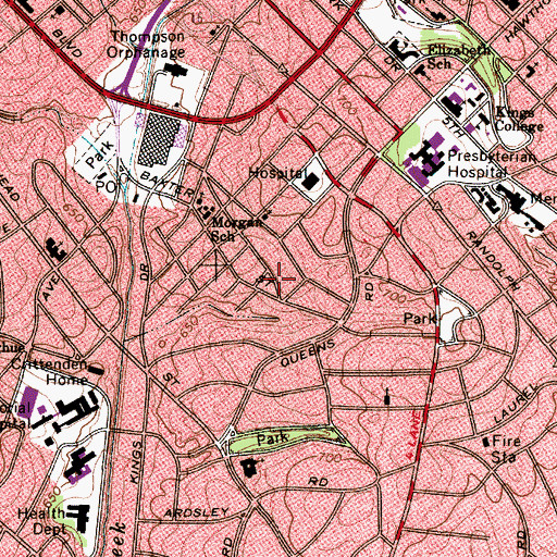 Topographic Map of City of Charlotte, NC