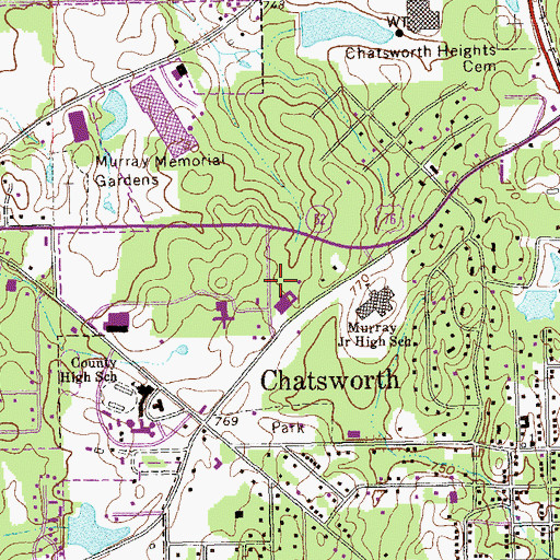 Topographic Map of City of Chatsworth, GA
