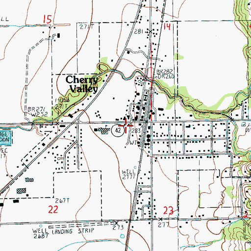 Topographic Map of City of Cherry Valley, AR