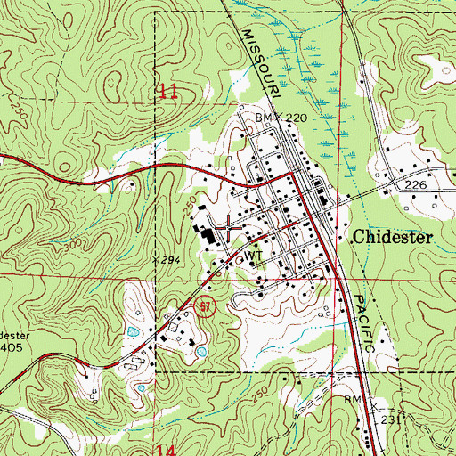 Topographic Map of City of Chidester, AR