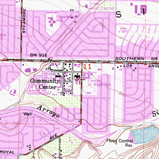 Topographic Map of Simi Valley Adult Education Center, CA