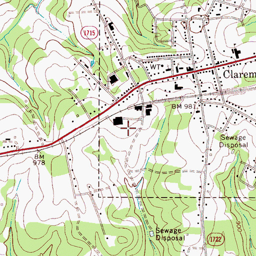 Topographic Map of City of Claremont, NC