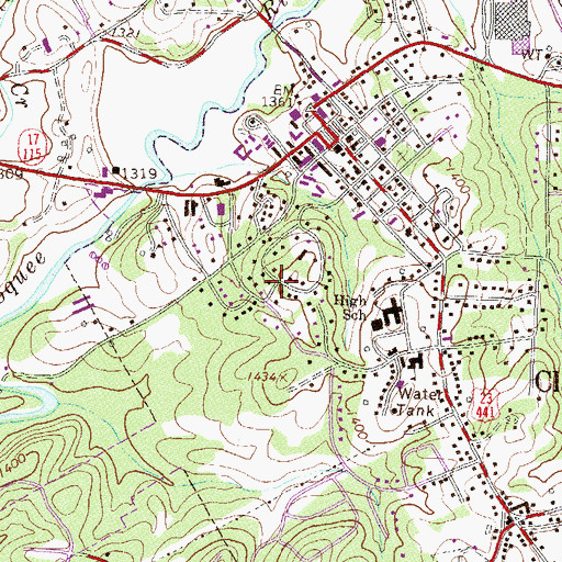 Topographic Map of City of Clarkesville, GA